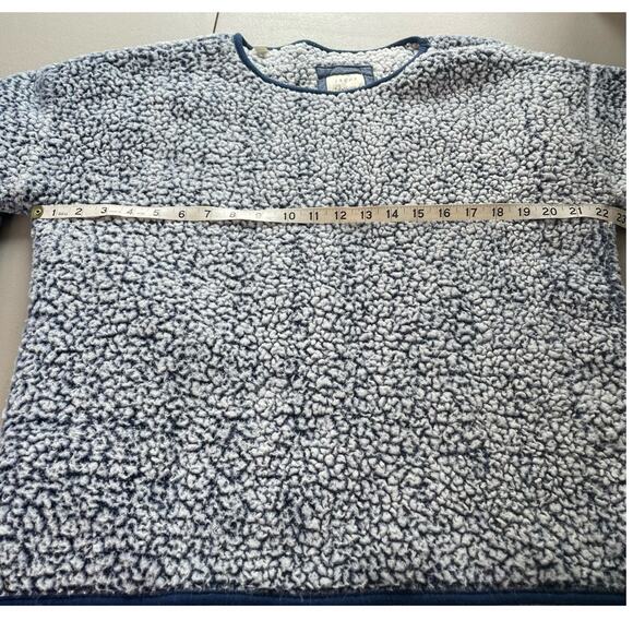 Jachs Girlfriend Faux Fur Sherpa Fleece Long Sleeve Top Crew Neck Blue White L - Picture 11 of 13